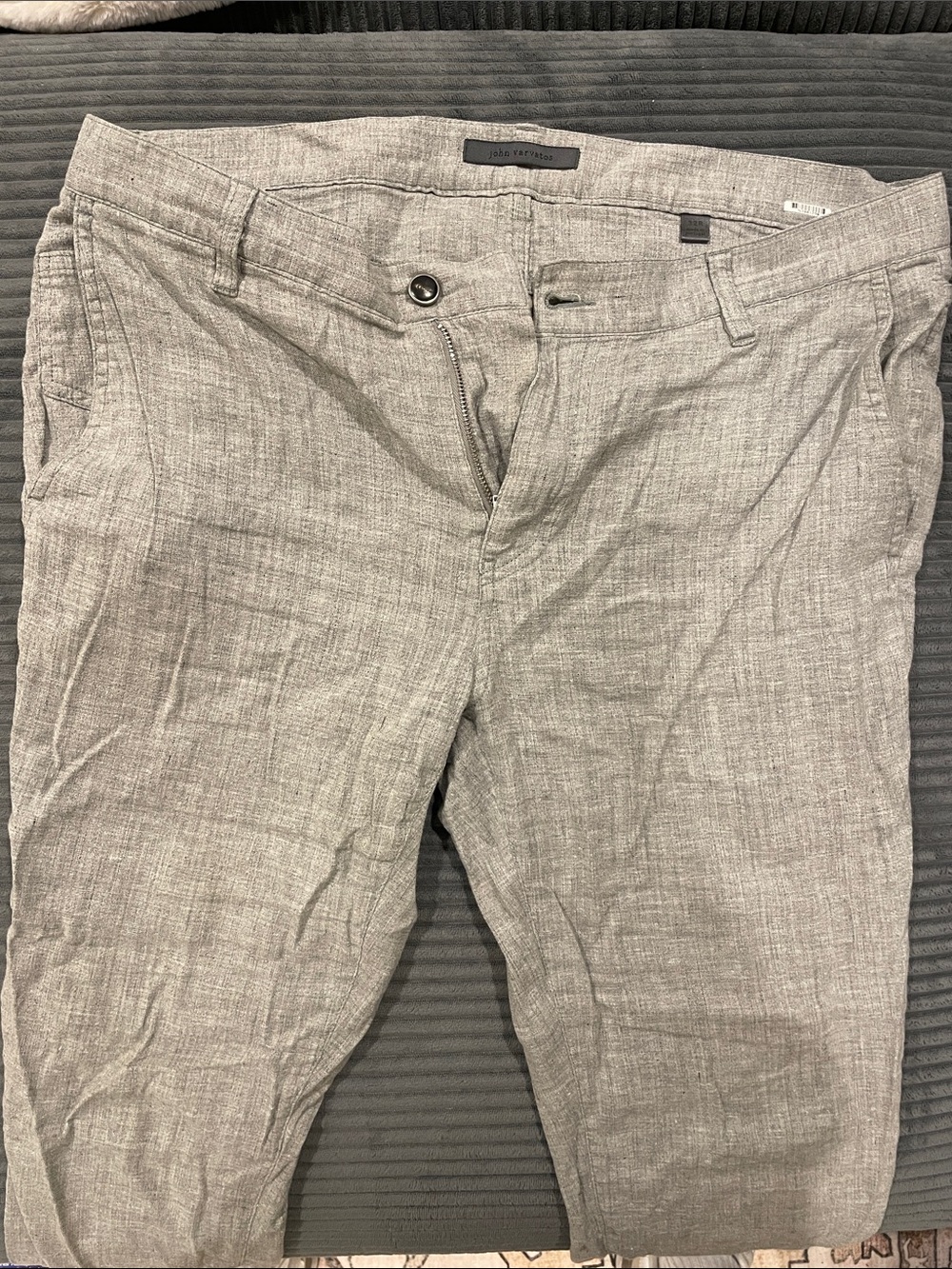 John Varvatos Men's Gray Casual Linen-Blend Pants - 32R